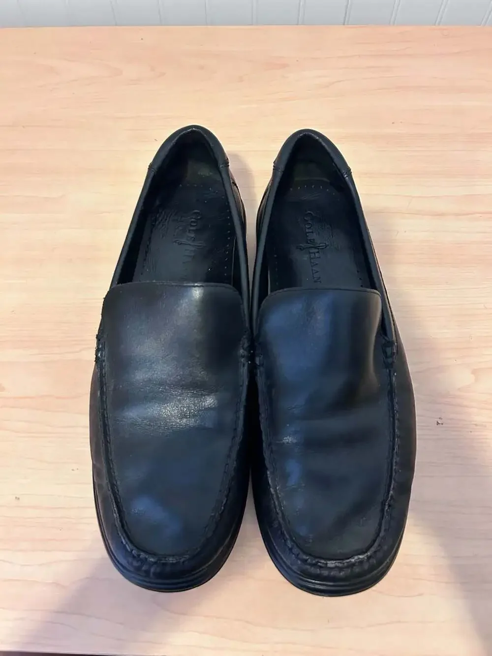 Cole Haan Black Leather Slip-On Venetian Loafers